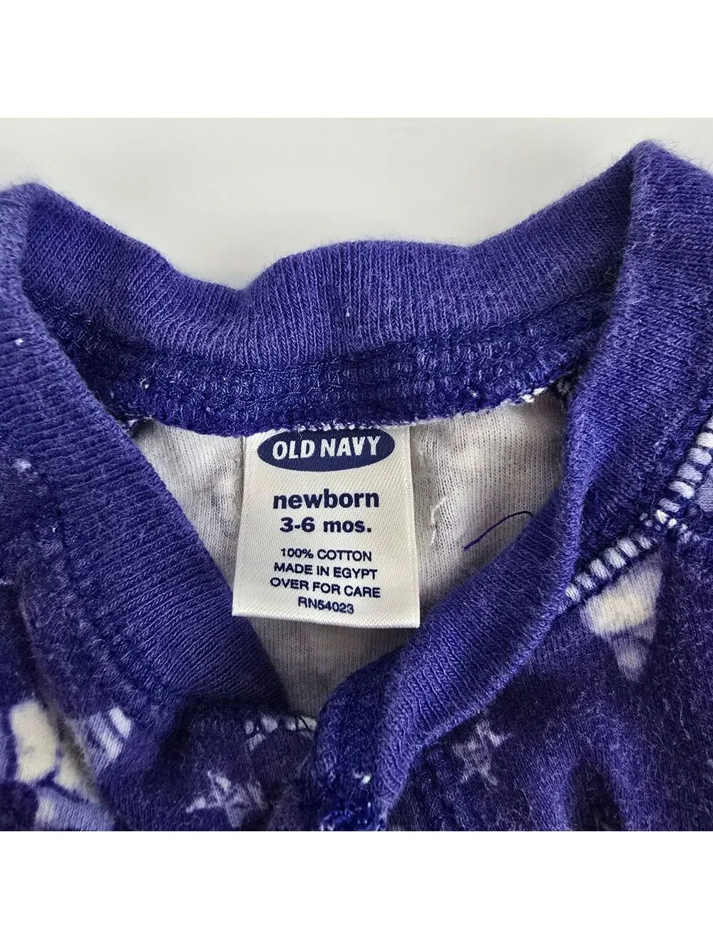 Old Navy Newborn 3-6 Months Blue White Star Batik Tie Dye Cotton Romper Y2K VTG
